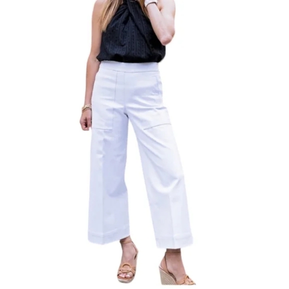 SPANX Wide Legged Pants Women’s Plus 2XL Bright White Cropped Twill - Picture 1 of 12